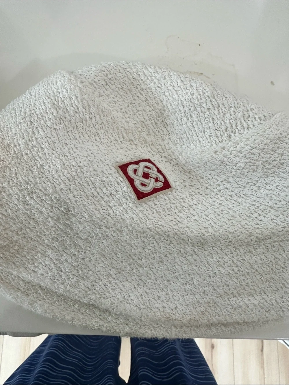Casablanca Off White Terry Cloth Bucket Hat with Red Logo Patch sz M/L